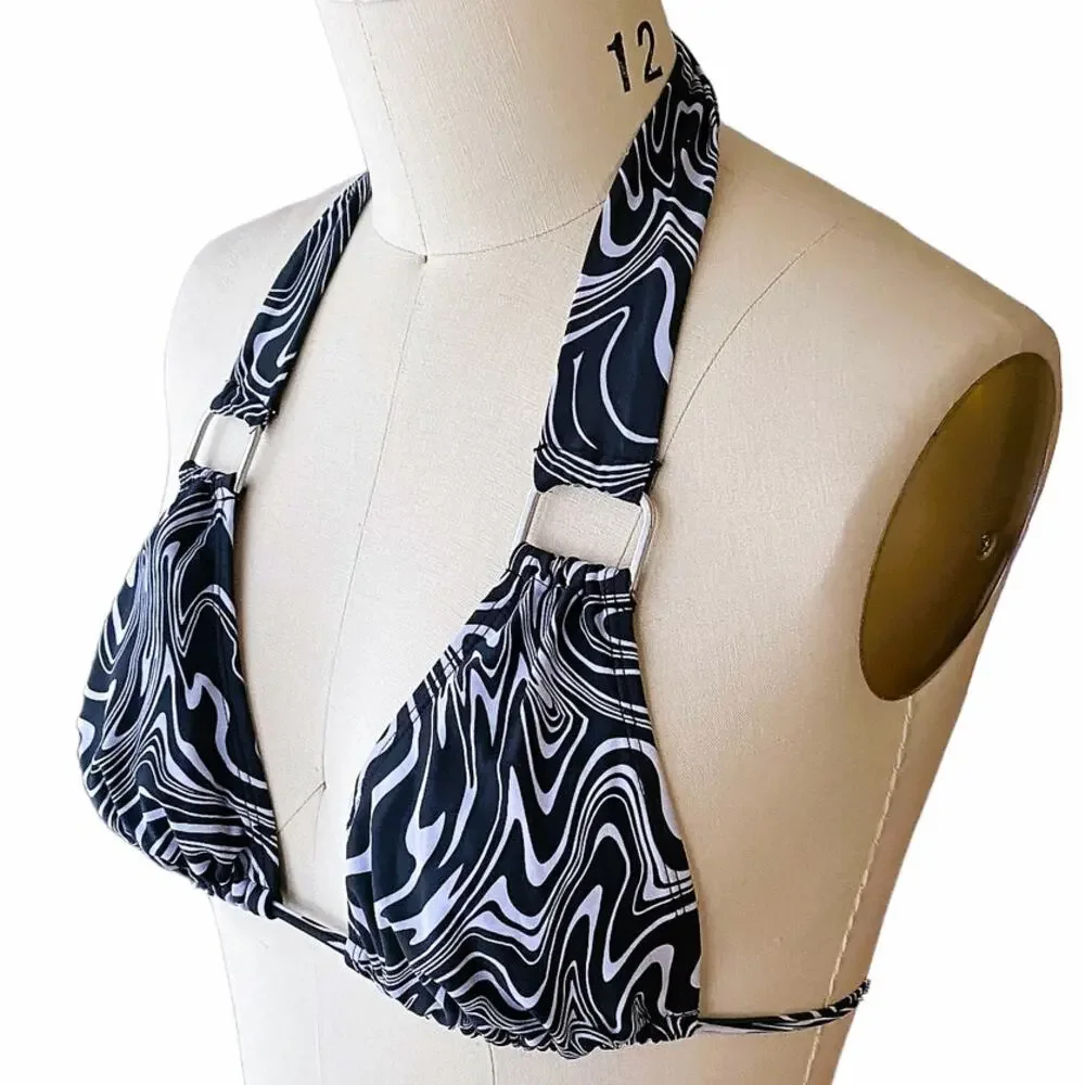 OLD NAVY Bikini 2 Piece Black & White Swimsuit Bathing Suit ~ Women's MEDIUM
